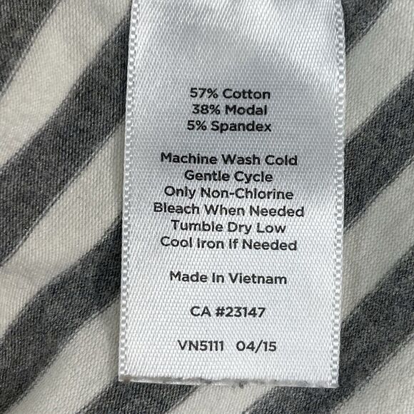 T by TALBOTS Long Sleeve Tee Women's LP Cream & Grey Stripe Basic Preppy Classic - Picture 8 of 16